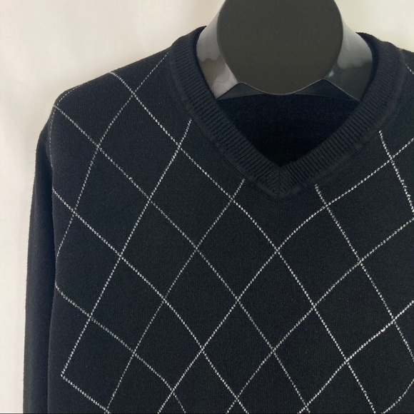 RETRO Diamond Pattern V-Neck Sweater XL - Picture 8 of 10